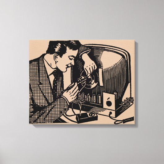 Toile Réparateur TV vintage Illustration Canvas Imprimer (Recto)