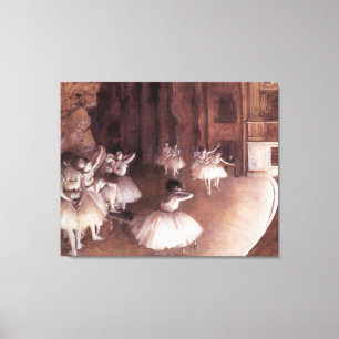 Toile Répétition de ballet sur la scène par Edgar Degas