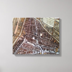 Toile Réplique carte de la ville de Rotterdam de 1652