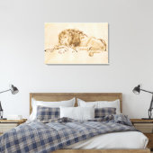 Toile Repose de lion (stylo et encre sur papier) (Insitu(Chambre))