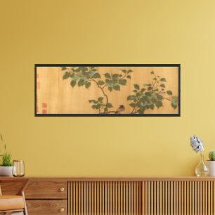 Toile Reproduction de soie peinte chinoise d'oiseaux dan