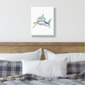 Toile Requin au baseball avec batte de baseball (Insitu(Chambre))