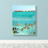 Toile Requin chasse poissons dans la lagune de Bora Bora (Insitu (Plancher de Bois))