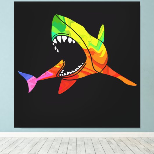 Toile Requin coloré (Insitu (Plancher de Bois))