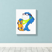 Toile Requin comme patineur avec skateboard (Insitu (Plancher de Bois))