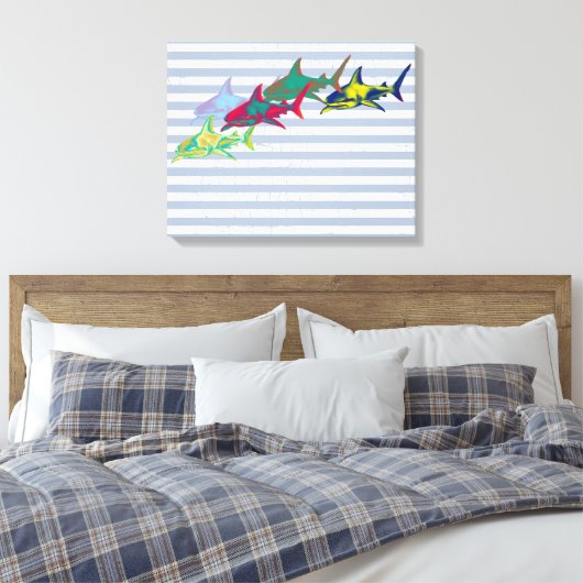 Toile requin cool à rayures blanches (Insitu(Chambre))