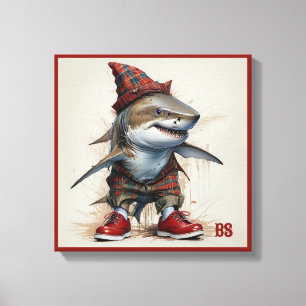 Toile requin effrayant en déguisement écossais - requin