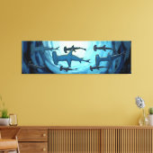 Toile Requins en silhouette avec boule solaire (Insitu(Salon))