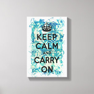 Toile Restez calme et continuez sur papier peint bleu Da