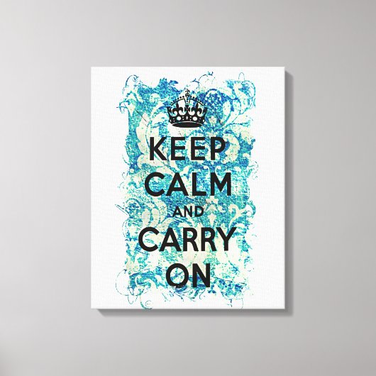 Toile Restez calme et continuez sur papier peint bleu Da (Recto)