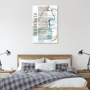 Toile Résumé Bleu Rose Or Desiderata par Max Ehrman