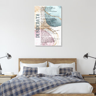 Toile Résumé Bleu Rose Or Desiderata par Max Ehrman