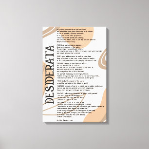 Toile Résumé Clair Sombre Tan Desiderata par Max Ehrman