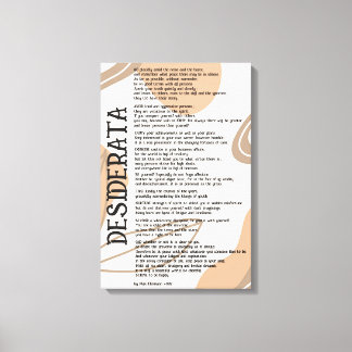 Toile Résumé Clair Sombre Tan Desiderata par Max Ehrman