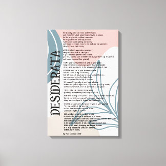 Toile Résumé Désidérata rose et bleu par Max Ehrman