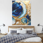 Toile Résumé fluide or-marine Plage (Insitu(Chambre))