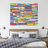 Toile Résumé rayé multicolore avec courbes fluides (Insitu(Chambre))
