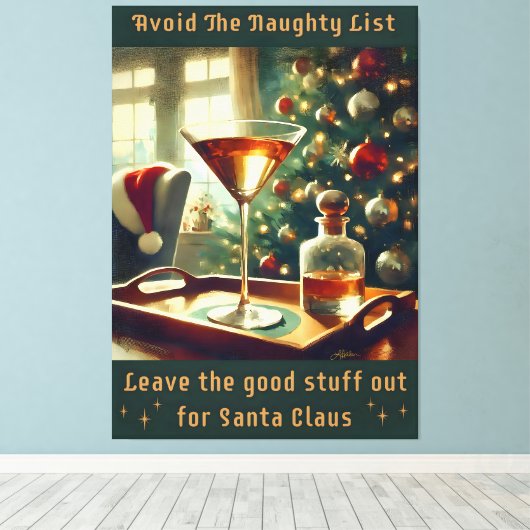 Toile Retro 50s Avoid The Naughty List Christmas Martini (Insitu (Plancher de Bois))