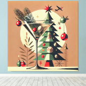 Toile Retro 50s Jet Set Martini de Noël arbre (Insitu (Plancher de Bois))