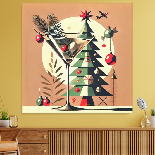 Toile Retro 50s Jet Set Martini de Noël arbre (Insitu(Salon))