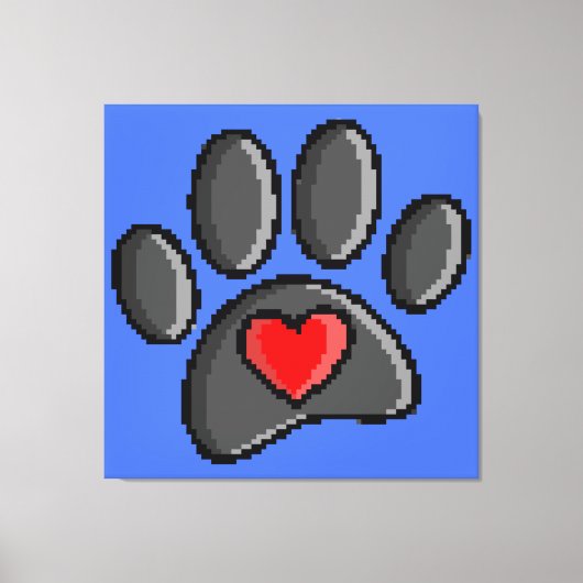 Toile Retro 80s Vidéo Jeu 8 bits Pixel Art Chien Emprein (Recto)