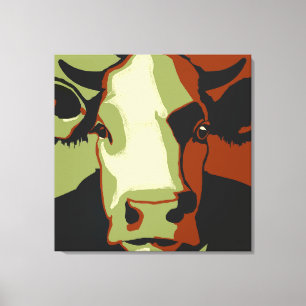 Toile Retro Animal Pop Art Portrait de vache en Cowmofla