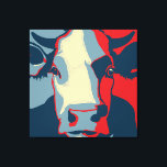 Toile Retro Animal Wall Pop Art Cow Portrait<br><div class="desc">Cette pièce d'art pop-art rétro et coquelicot a notre casquette de vache classique en rouge blanc et bleu. C'est végétalien au coeur et un cri à nos copains bovins. Ce design dessiné à la main par Armagarden utilise des couleurs modernes pour faire tomber les vêtements de couleur que vous lui...</div>