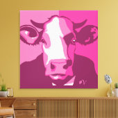 Toile Retro Animal Wall Pop Art Rose Cow Portrait (Insitu(Salon))