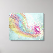 Toile Retro Arc en ciel et notes musicales sur une textu (Recto)