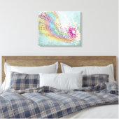 Toile Retro Arc en ciel et notes musicales sur une textu (Insitu(Chambre))