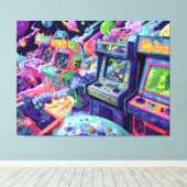 Toile Retro Arcade Machines in Space (Insitu (Plancher de Bois))
