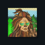 Toile Retro Bigfoot | Pop Art Sasquatch<br><div class="desc">Style pop art rétro cool tiré à la main Bigfoot avec lunettes super et queue de cheval élégante.</div>