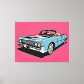 Toile Rétro Bleu Cabriolet Classique Pop Art (Recto)
