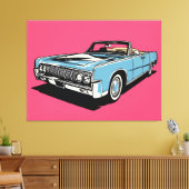 Toile Rétro Bleu Cabriolet Classique Pop Art (Insitu(Salon))