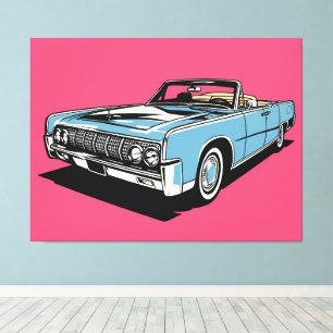 Toile Rétro Bleu Cabriolet Classique Pop Art