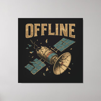 Toile Retro Broken Satellite "OFFLINE" Space Art