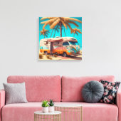 Toile Rétro camping-car et palmiers (Insitu(Salon))