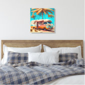 Toile Rétro camping-car et palmiers (Insitu(Chambre))