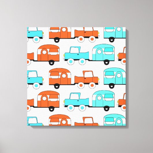 Toile Rétro Camping Trailer Turquoise (Recto)