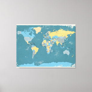 Toile Rétro carte politique du monde