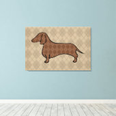 Toile Retro Dachshund Wall Art (Insitu (Plancher de Bois))