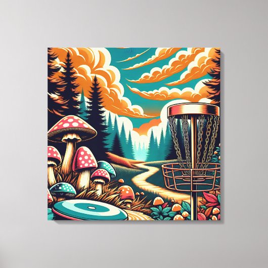 Toile Retro Disc Golf Psychedelic Art (Recto)