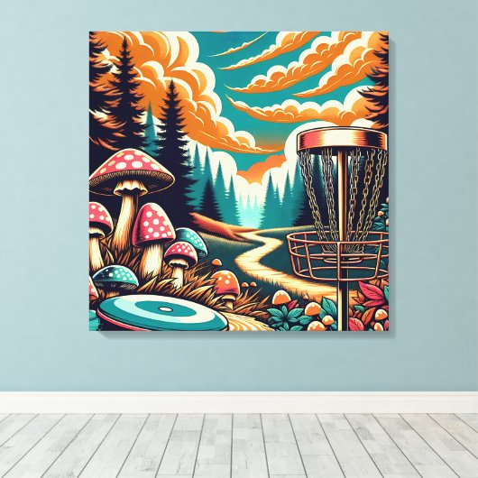 Toile Retro Disc Golf Psychedelic Art (Insitu (Plancher de Bois))