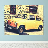 Toile Retro fiat 600 scène de rue rustique (Insitu (Plancher de Bois))
