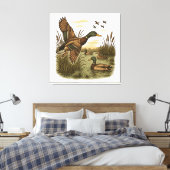 Toile Retro Flying Mallard Duck Hunting (Insitu(Chambre))