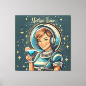 Toile Rétro Futuriste Astro Fille Martini Time (Recto)