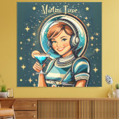 Toile Rétro Futuriste Astro Fille Martini Time (Insitu(Salon))