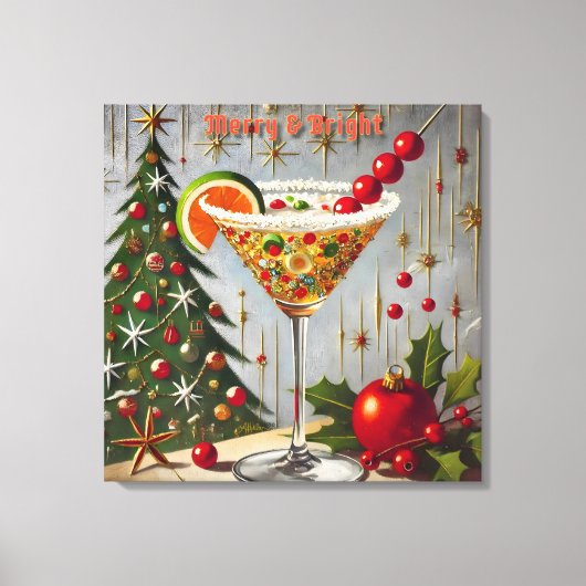 Toile Retro les années 50 Merry Bright Christmas Candy C (Recto)
