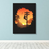 Toile Retro Lineman Coucher de soleil Père Câble électri (Insitu (Plancher de Bois))