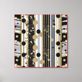 Toile Rétro-moderne, points noirs, gris et or (Recto)